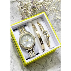 Подарочный набор для женщин часы, 2 браслета + коробка #22853027