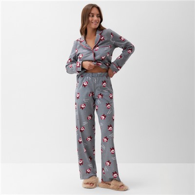 Пижама новогодняя женская (рубашка, брюки) KAFTAN «Дед мороз», размер 40-42