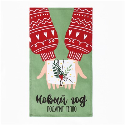 Набор новогодний кухонный новогодних полотенец Доляна «Тепло Нового года» 35×60 см-2 штуки, 100% хлопок, 160 г/м²