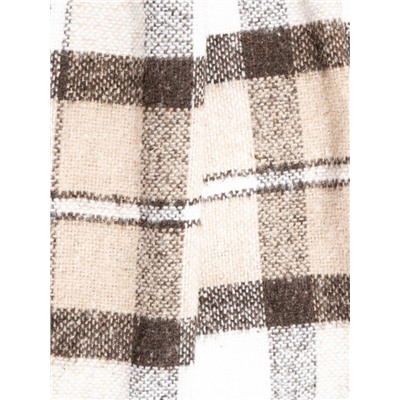 Плед с бахромой Vladi Palermo, 140×200 см, белый, коричневый, шерсть 20%, пан 40%