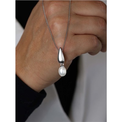 Подвеска из серебра с жемчугом родированная z3-10102