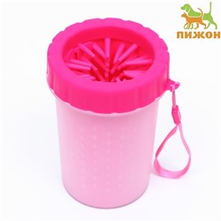 Лапомойка для средних собак с силиконовыми ворсинками 10×10×15 см, розовая