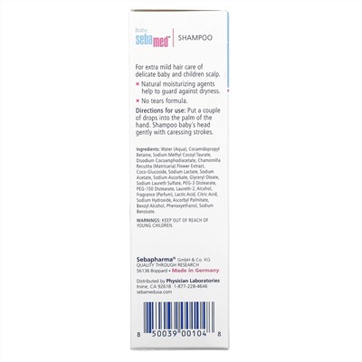 Sebamed USA, Детский шампунь, 8.5 жид.унции(250 мл)