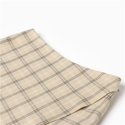 Юбка мини на запах женская MINAKU: Casual Collection, клетка бежевая, размер 48