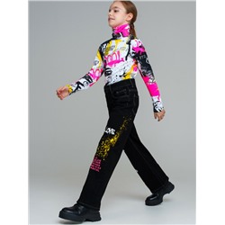 Брюки текстильные джинсовые утепленные для девочек