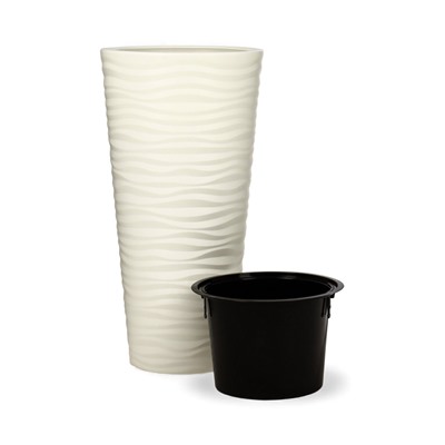 Кашпо для цветов со вставкой «Оазис», 63 л (13 л), пластик, белое