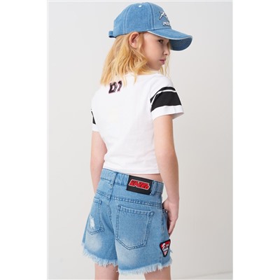 Шорты текстильные джинсовые для девочек PLAYTODAY, 1240784