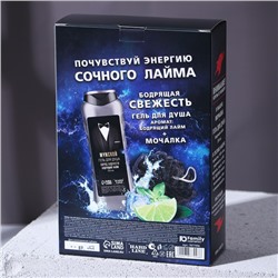 Подарочный набор «Настоящему герою», гель для душа 250 мл, аромат бодрящий лайм, мочалка