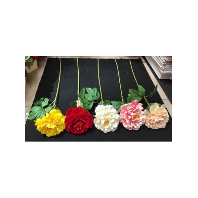 Цветок искусственный Пион 72 см / GT41-22 /уп 80/800/бархатное напыление (Жёлтый)