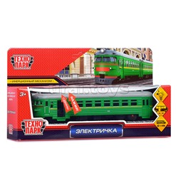 Модель металл Электричка 19 см, (свет-звук, двери, зеленый) инерц, в коробке