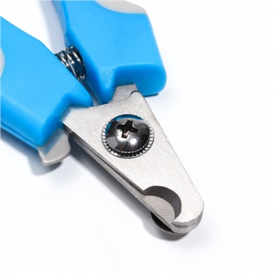 Когтерез боковой малый, с нескользящими ручками, отверстие 9 мм, голубой