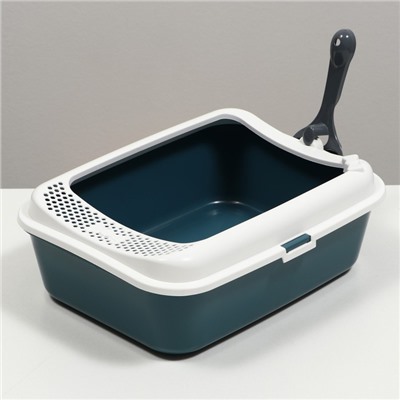 Туалет Сима с бортом + совок-микс 30×39×13.5 см серый