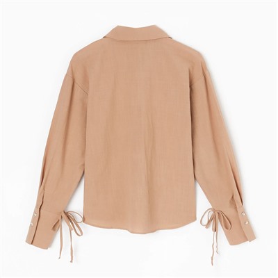 Рубашка женская с завязками MINAKU: Casual Collection, размер 50, бежевая