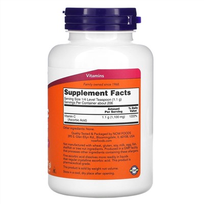Now Foods, витамин C в кристаллах, 227 г (8 унций)