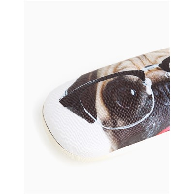 Футляр для очков на хлопушке «Умный мопс», длина 16 см, белый