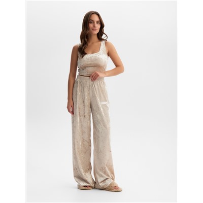 Брюки домашние женские KAFTAN Velvet, размер 44-46, бежевые