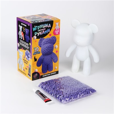 Игрушка помпонами «Медведь», фиолетовая