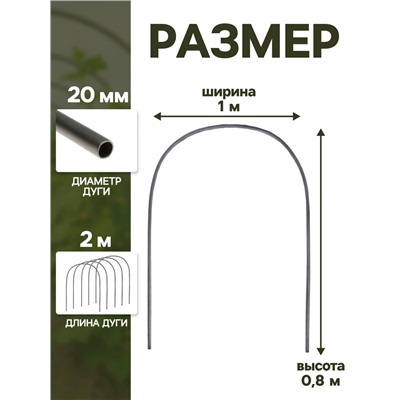 Дуги для парника, полиэтилен 2 м, d=20 мм, набор 5 шт.