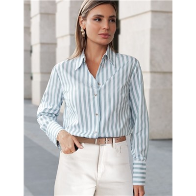 Блузка свободного силуэта с золотистыми пуговицами