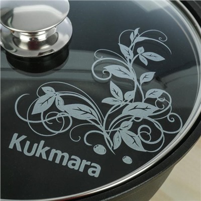 Кастрюля KUKMARA «Традиция», 3 л, 22×12.5 см, антипригарное покрытие, литой алюминий, чёрная