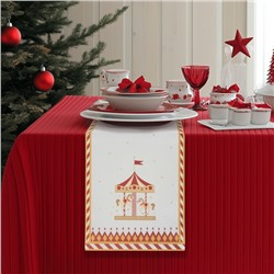 Дорожка новогодняя на стол Доляна «Парк аттракционов», сервировочная, 180×30 см, белая