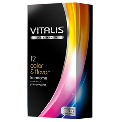 Цветные ароматизированные презервативы VITALIS PREMIUM color   flavor - 12 шт.