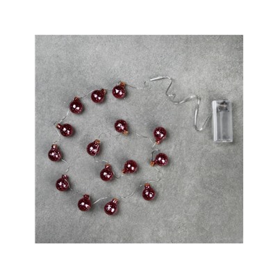 Гирлянда «Нить» 1.6 м с насадками «Шарики с розовым конфетти», IP20, серебристая нить, 15 LED, батарейки ААх2 (нет в комплекте), свечение тёплое белое