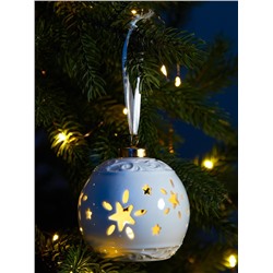 Ёлочный шар с подсветкой «Звёздочки», 10×8.8×8.8 см, 1 LED, керамика, от батареек LR44×3, керамика, свечение тёплое белое