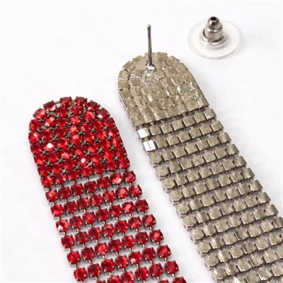 Серьги длинные висячие со стразами "Вечерние", цвет: красный, арт.012.011