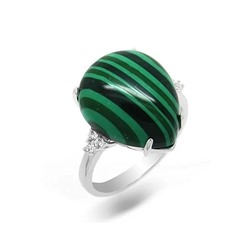 Кольцо из серебра малахит прес., МЦВ077