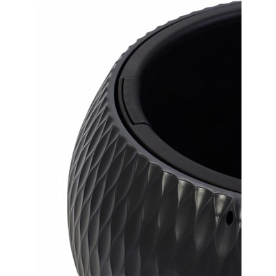 Кашпо для цветов «Жемчужина», 7 л, d=36 см, h=22 см, пластик, со вставкой, цвет графитовый