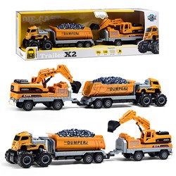 Машина "Двухзвенный прицеп" 1:43 (свет,звук) в коробке