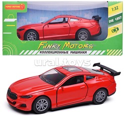 Красная инерционная машинка со спойлером die-cast,1:32, открывающиеся двери