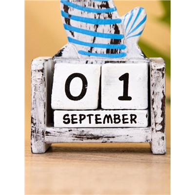 Календарь настольный «Полосатый кот», 7×4×14 см, дерево, серо-голубой