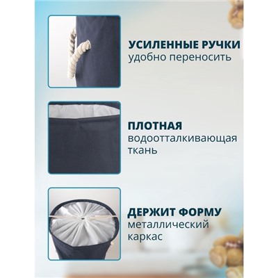 Корзина для белья Доляна «Пикколо», 30×30×40 см, с затяжкой, синяя