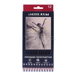 Карандаш чернографитный "Art" 12 шт в наб (2Т, Т, ТМ-2, М, 2М, 3М, 4М, 5М, 6М, 7М, 8М), шестигранный, заточенный, корпус черный с топом, в картонной коробке