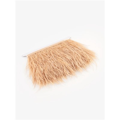 Перья страуса декоративные, на ленте, 8-10 см, 5±0.5 м, бежевые