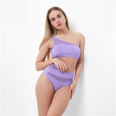 Купальник раздельный на одно плечо женский, сиреневый, размер 42 (36)