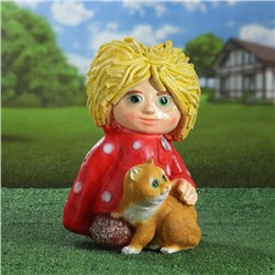Садовая фигура из полистоуна «Домовой с котом», 39×26×28 см
