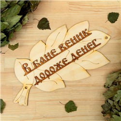 Табличка для бани и сауны «В бане веник дороже денег», 30×17 см, деревянная, «Добропаровъ»