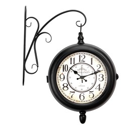 Часы настенные интерьерные «Секка», двусторонние, на подвесе, дискретный ход, d=22 см, 40×30 см, чёрные, от батареек 2×АА