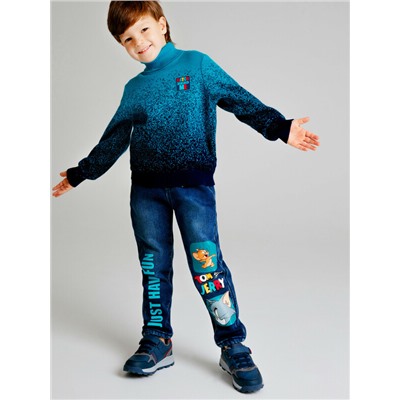 Брюки текстильные джинсовые утепленные флисом для мальчиков