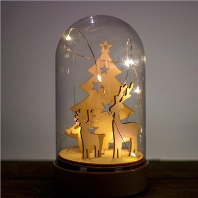 Новогодний декор с подсветкой «Олени и ёлка» 19×10×10 см