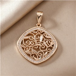 Кулон крупный ювелирная бижутерия коллекция "Дубай" покрытие позолота, вставка: фианиты, цвет: прозрачный, арт.217.345