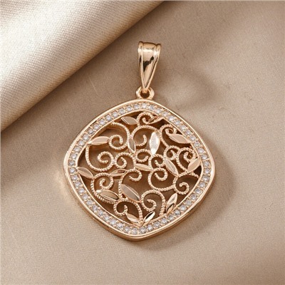 Кулон крупный ювелирная бижутерия коллекция "Дубай" покрытие позолота, вставка: фианиты, цвет: прозрачный, арт.217.345