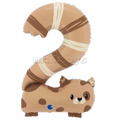 Шар (35''/89 см) Цифра, 2 Котенок, 1 шт. в уп.