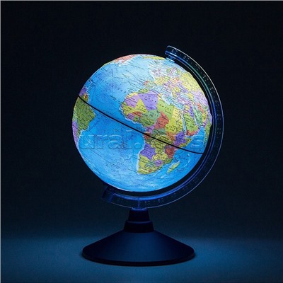 Интерактивный глобус Земли политический рельефный с подсветкой 210мм от батареек