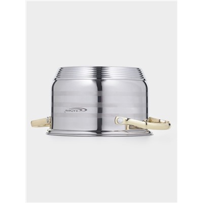 Кастрюля Катунь «ЭЛИС ГОЛД», 2.5 л, 18×11.5 см, стеклянная крышка, нержавеющая сталь, ручки золотистые