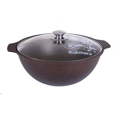 Казан для плова 4,5л со стекл. крышкой АП (кофейный мрамор)