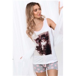 Пижама Два котенка шорты (Белый)